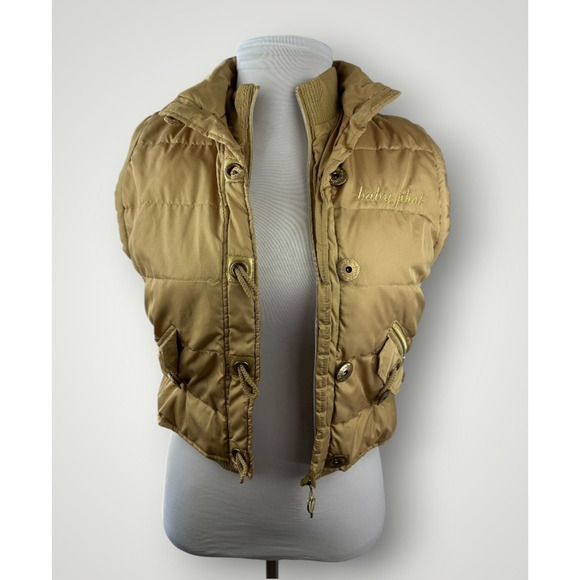 Vintage Y2K Baby Phat Feather Down Puffer Vest Gold Button Zip Womens Size Large - Picture 3 of 16